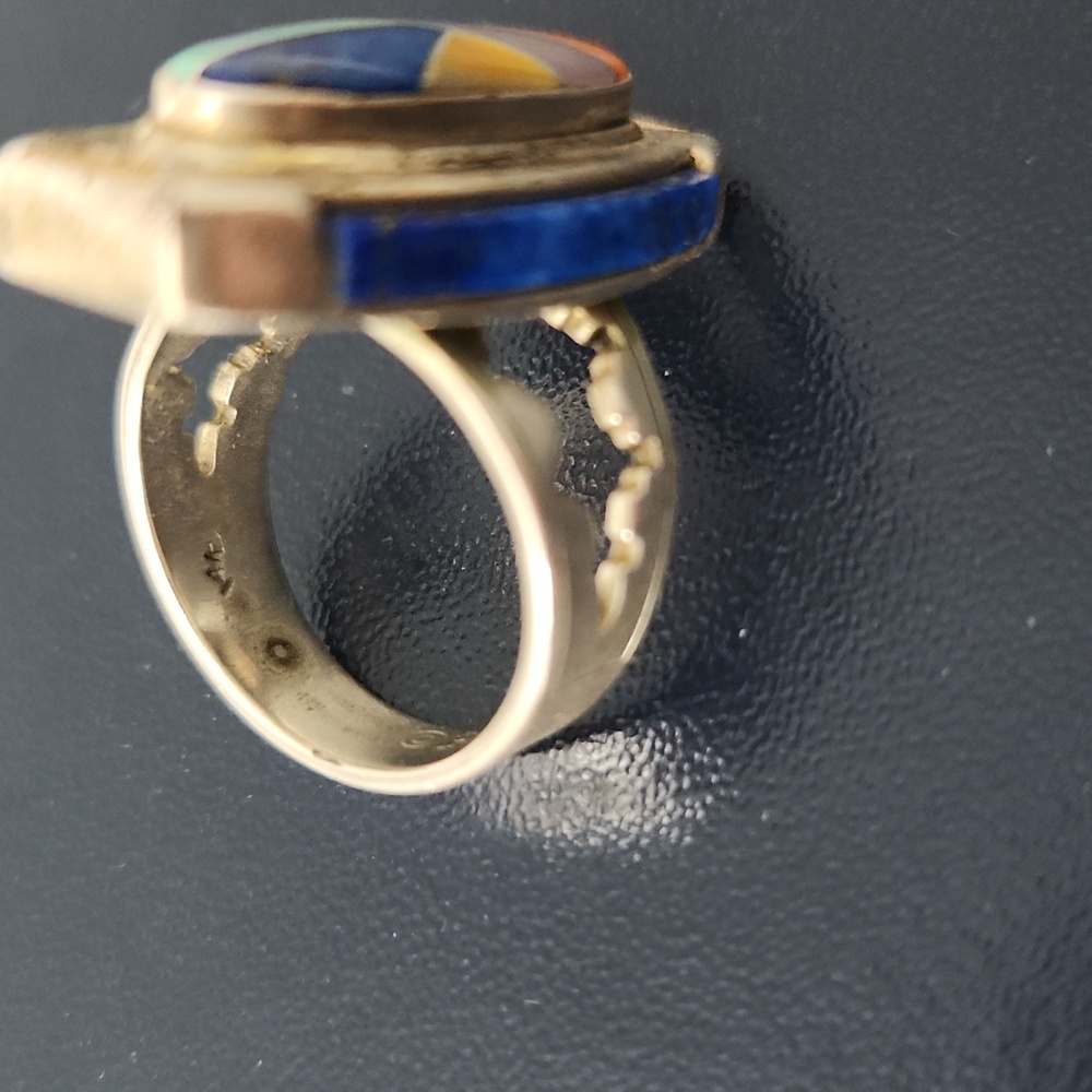Carolyn Pollack Silver Ring with Blue and Multicolor Inlay - Picture 5 of 5